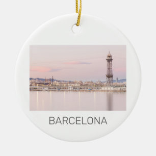 Barcelona Skyline Sunset Catalanonia Spanien Keramik Ornament