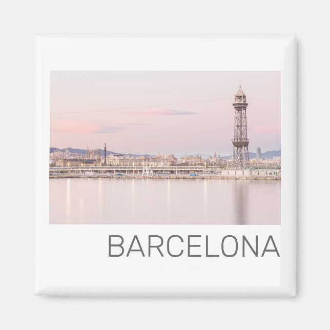 Barcelona Skyline Sunset Catalanonia Spanien Magnet (Vorne)