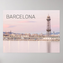 Barcelona Skyline Sunset Catalanonia Spanien Poster