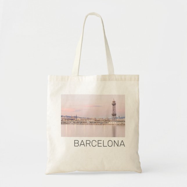 Barcelona Skyline Sunset Catalanonia Spanien Tragetasche (Vorne)