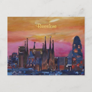 Barcelona Skyline und Torre Agbar, Sagrada Familia Postkarte