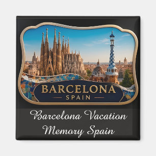 🧲 Barcelona-Skyline Urlaubserinnerung Spanien 🌇 Magnet