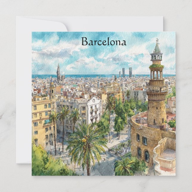 Barcelona Spain Catalonia City VIew Oil Paint (Vorderseite)
