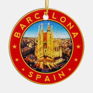 Barcelona, Spain, circle, red, Keramik Ornament
