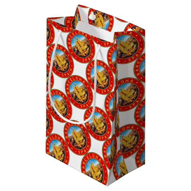 Barcelona, Spain, circle, red, Kleine Geschenktüte (Vorderseite Schrägansicht)