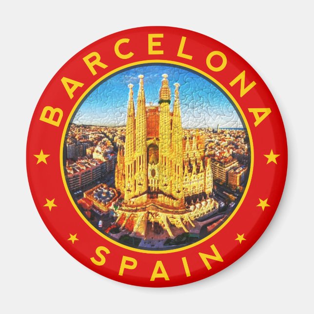 Barcelona, Spain, circle, red, Magnet (Vorne)