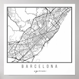 Barcelona Spain Street Map Poster