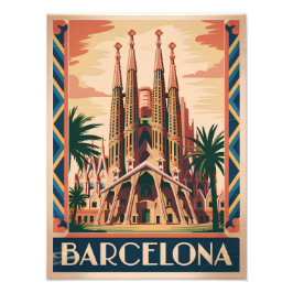 Barcelona Spain vintage Fotodruck