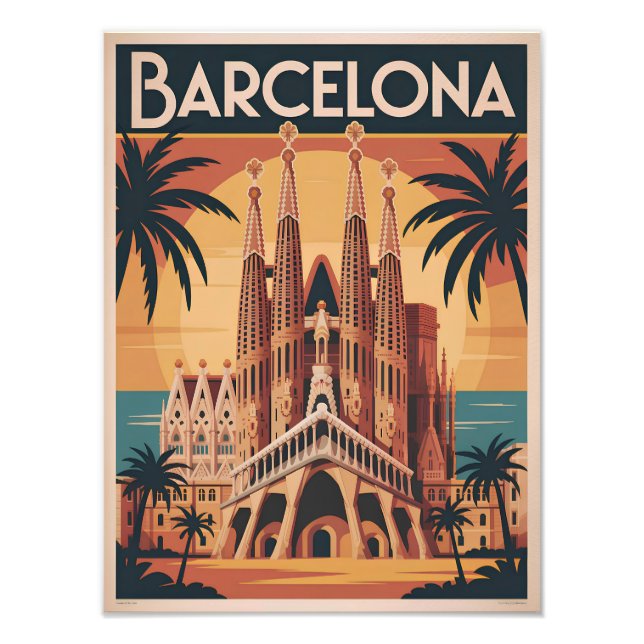 Barcelona Spain vintage Fotodruck (Vorne)