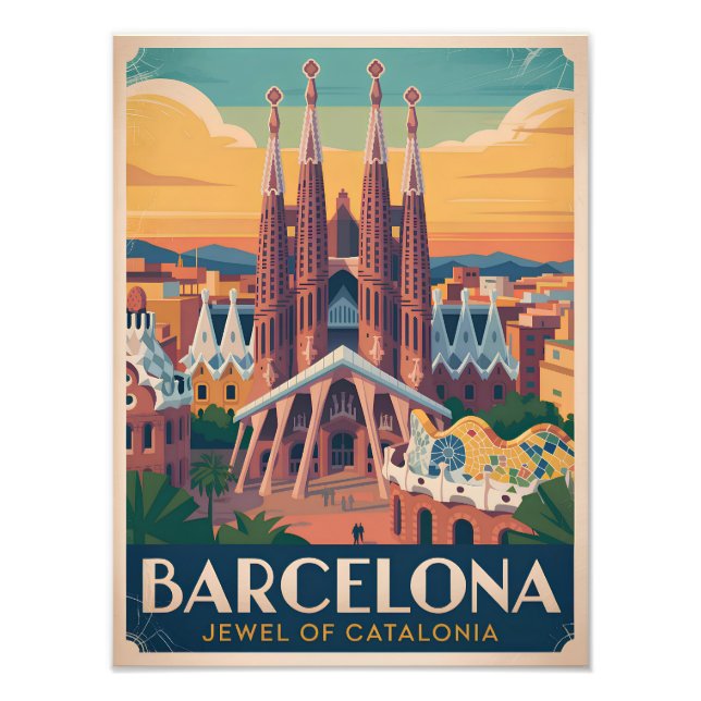 Barcelona Spain vintage Fotodruck (Vorne)