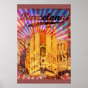 Barcelona, Spain, Vintage, Plakat