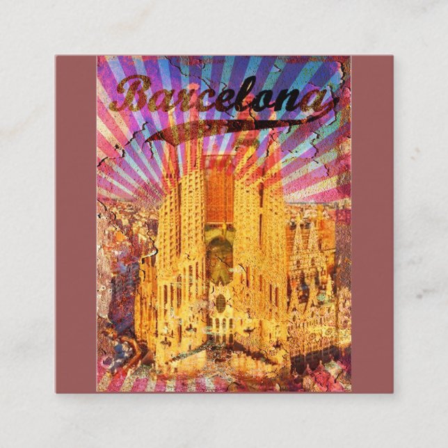 Barcelona, Spain, Vintage, Plakat Quadratische Visitenkarte (Vorderseite)