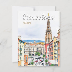 barcelona Span Travel Art Vintag Postkarte