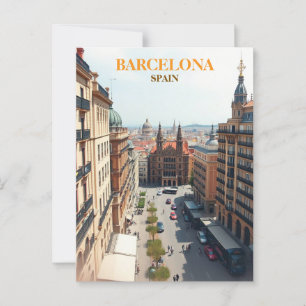 barcelona Span Travel Art Vintag Postkarte