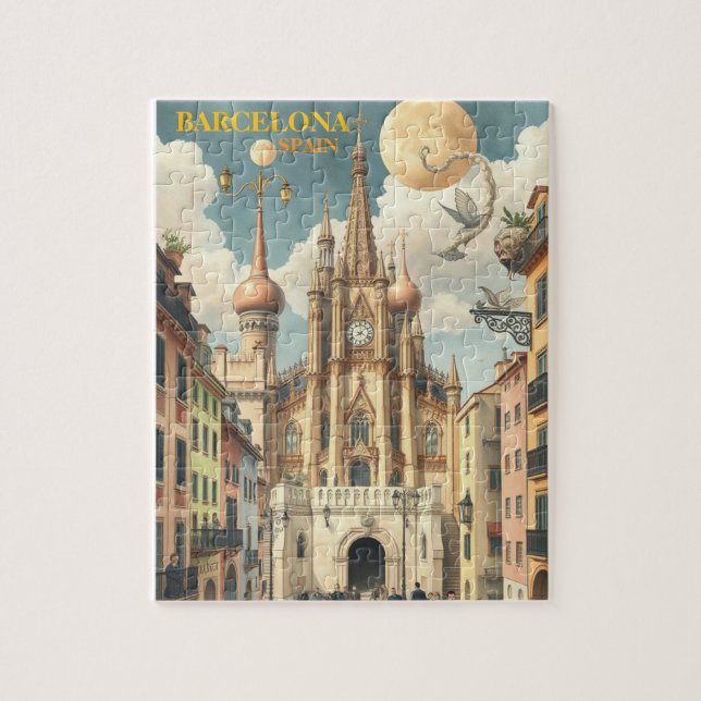 barcelona Span Travel Art Vintag Puzzle (Vertikal)