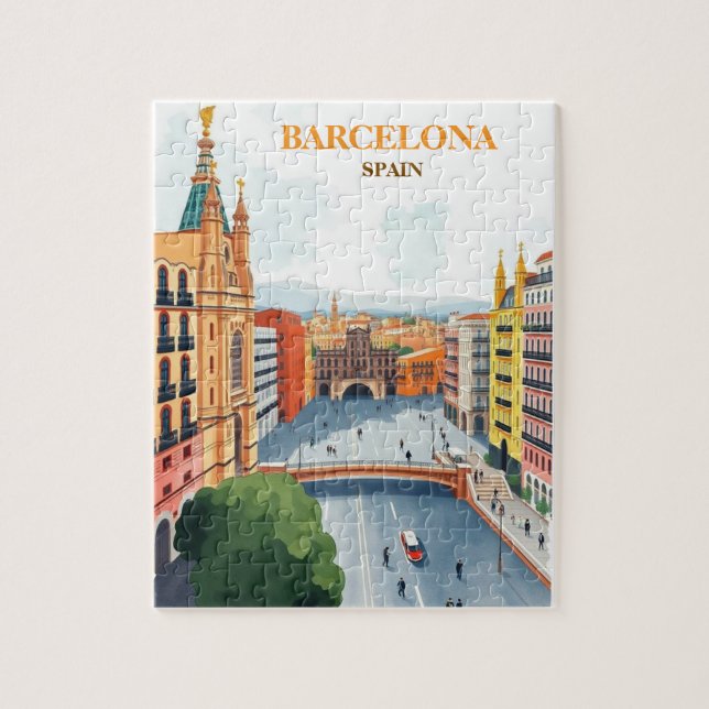 barcelona Span Travel Art Vintag Puzzle (Vertikal)