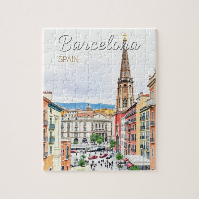 barcelona Span Travel Art Vintag Puzzle (Vertikal)