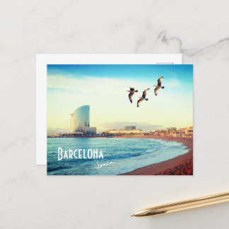 Barcelona, Spanien - Barceloneta Strand Postcard Postkarte