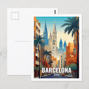 Barcelona Spanien Berühmte Sehenswürdigkeiten Postkarte