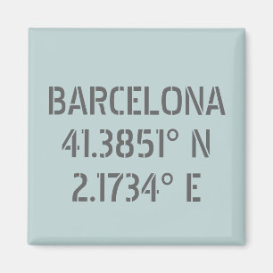 Barcelona Spanien Breitengrad und Länge Magnet
