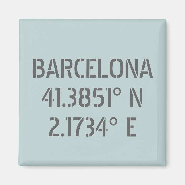 Barcelona Spanien Breitengrad und Länge Magnet (Vorne)