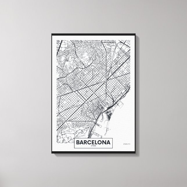 Barcelona, Spanien | City Map Leinwanddruck (Vorderseite)
