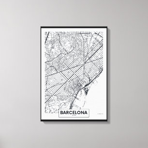 Barcelona, Spanien   City Map Leinwanddruck