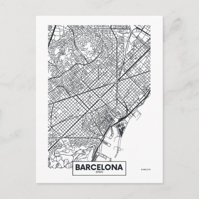 Barcelona, Spanien | City Map Postkarte (Vorderseite)