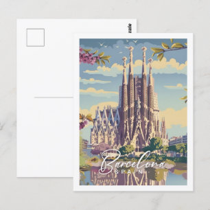 Barcelona Spanien Der berühmte Vintage Travel Plac Postkarte
