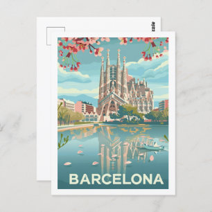 Barcelona Spanien Der berühmte Vintage Travel Plac Postkarte