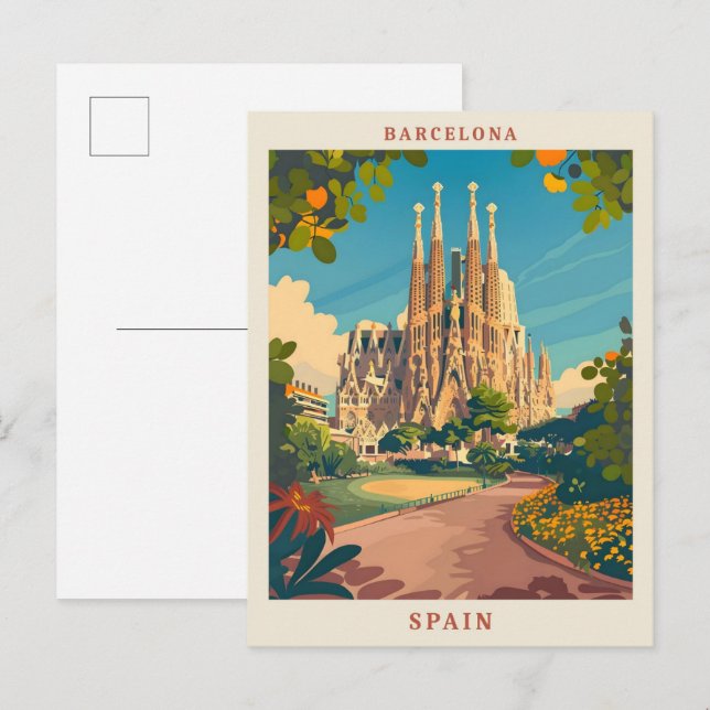 Barcelona Spanien Elegante Postkarte (Vorne/Hinten)