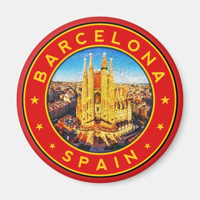 Barcelona, Spanien, Espana, Plakat, Aufkleber, Hem Magnet (Vorne)