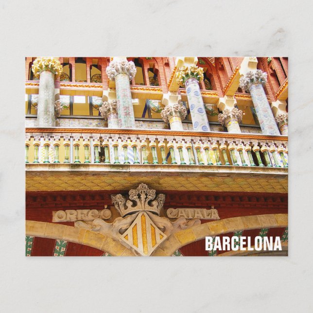 Barcelona Spanien Farbenfrohe spanische Architektu Postkarte (Vorderseite)