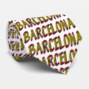 Barcelona Spanien Flaggenfarben Typografie Krawatte