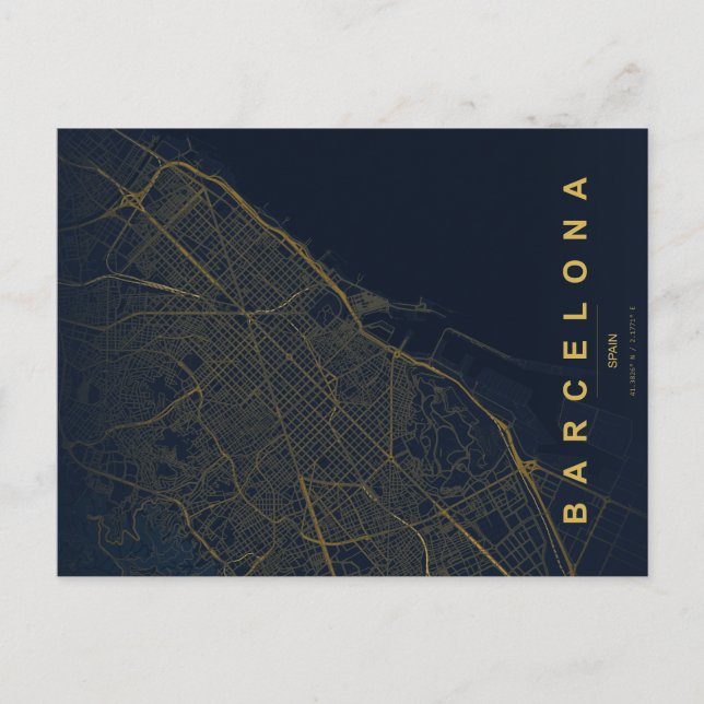 Barcelona Spanien Karte Minimale Postkarte (Vorderseite)