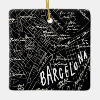 Barcelona Spanien Karte Ornament - Schwarzer Vinta