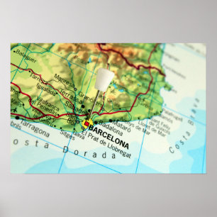 Barcelona, Spanien Karte Poster