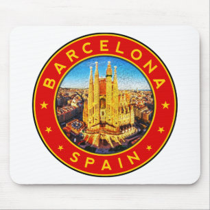 Barcelona, Spanien, Kreis, rot Mousepad