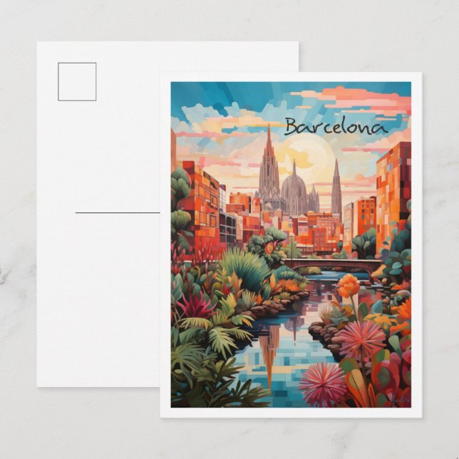 Barcelona Spanien Kunst Reise  Postkarte (Vorne/Hinten)