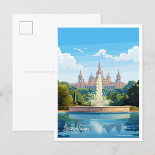 Barcelona Spanien Kunst Reisen Vintage Darstellung Postkarte