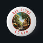 Barcelona Spanien La Rambla Retro Distressed Circl Button<br><div class="desc">Barcelona Retro Vektor Reise Design. Barcelona,  die kosmopolitische Hauptstadt der spanischen Region Katalonien,  ist für ihre Kunst und Architektur bekannt.</div>