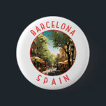 Barcelona Spanien La Rambla Retro Distressed Circl Button<br><div class="desc">Barcelona Retro Vektor Reise Design. Barcelona,  die kosmopolitische Hauptstadt der spanischen Region Katalonien,  ist für ihre Kunst und Architektur bekannt.</div>