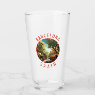 Barcelona Spanien La Rambla Retro Distressed Circl Glas