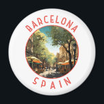 Barcelona Spanien La Rambla Retro Distressed Circl Magnet<br><div class="desc">Barcelona Retro Vektor Reise Design. Barcelona,  die kosmopolitische Hauptstadt der spanischen Region Katalonien,  ist für ihre Kunst und Architektur bekannt.</div>