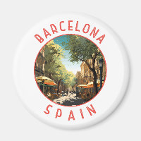 Barcelona Spanien La Rambla Retro Distressed Circl