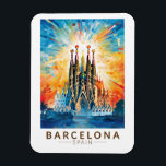 Barcelona Spanien La Sagrada Familia Magnet<br><div class="desc">Barcelona Retro Vektor Reise Design. Barcelona,  die kosmopolitische Hauptstadt der spanischen Region Katalonien,  ist für ihre Kunst und Architektur bekannt.</div>