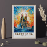 Barcelona Spanien La Sagrada Familia Poster<br><div class="desc">Barcelona Retro Vektor Reise Design. Barcelona,  die kosmopolitische Hauptstadt der spanischen Region Katalonien,  ist für ihre Kunst und Architektur bekannt.</div>