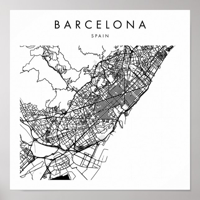 Barcelona Spanien Minimal Modern Street Karte Poster (Vorne)