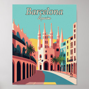 Barcelona Spanien Minimalistisches Vintag Art Post Poster