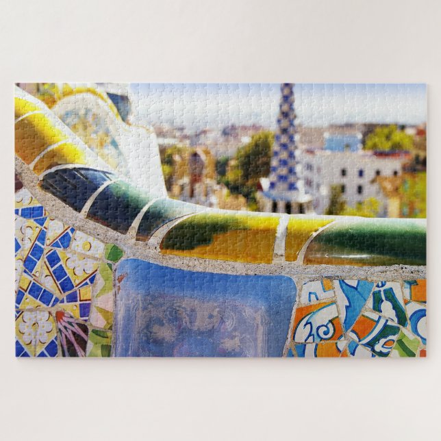 Barcelona Spanien Parc Guell Travel Foto Puzzle (Horizontal)